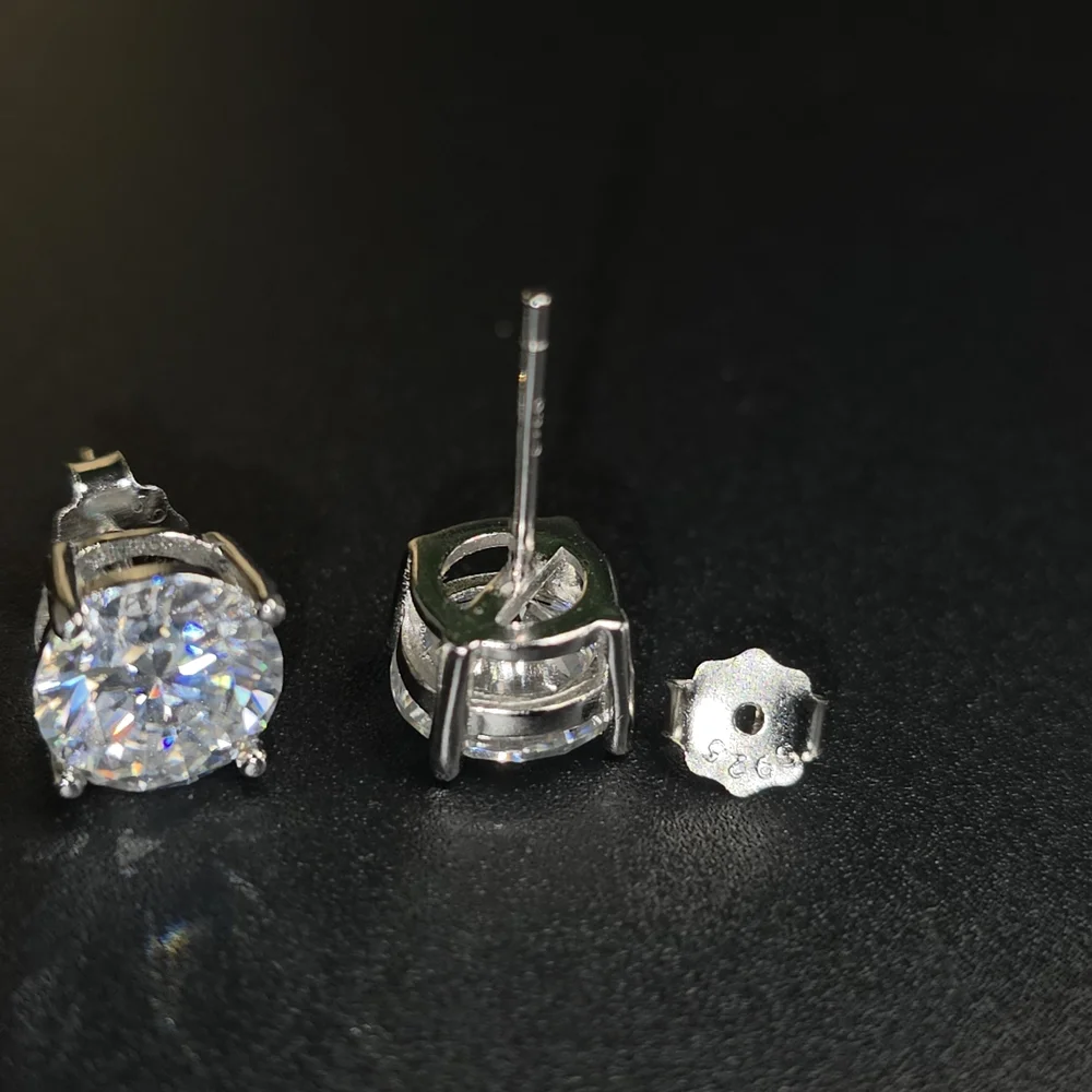 ✨ 4.00 CTW Moissanite Round Stud Earrings – S925 Sterling Silver ✨
